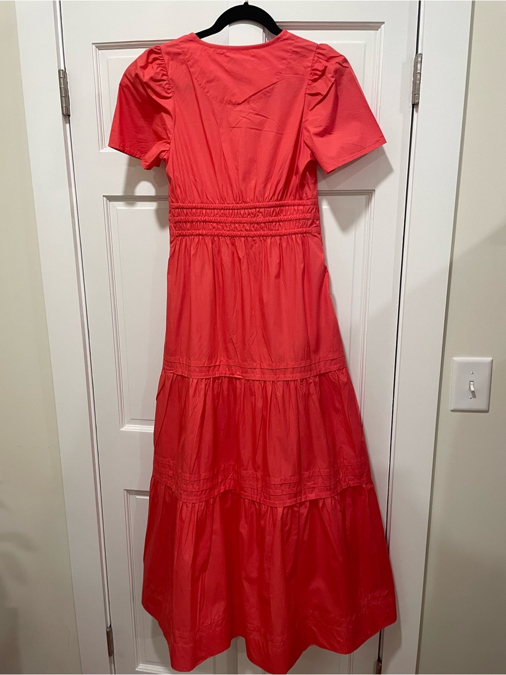 Quince Coral Tiered Short-Sleeve Maxi Dress - Picture 3 of 7